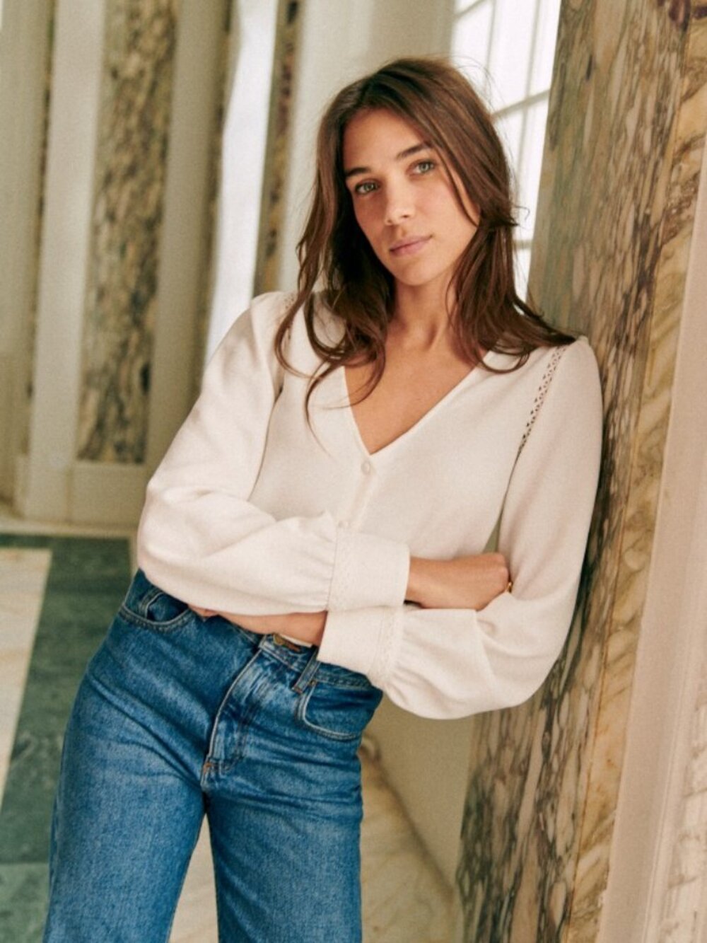 Sezane Ella Shirt in Ecru Size 8